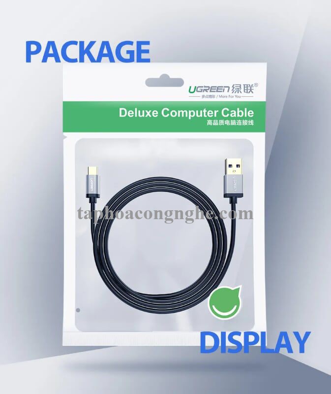 Ugreen 30532 0.5M màu Đen Cáp dữ liệu USB Type-C sang USB 3.0 truyền dữ liệu từ máy tính ra điện thoại US187 30030532